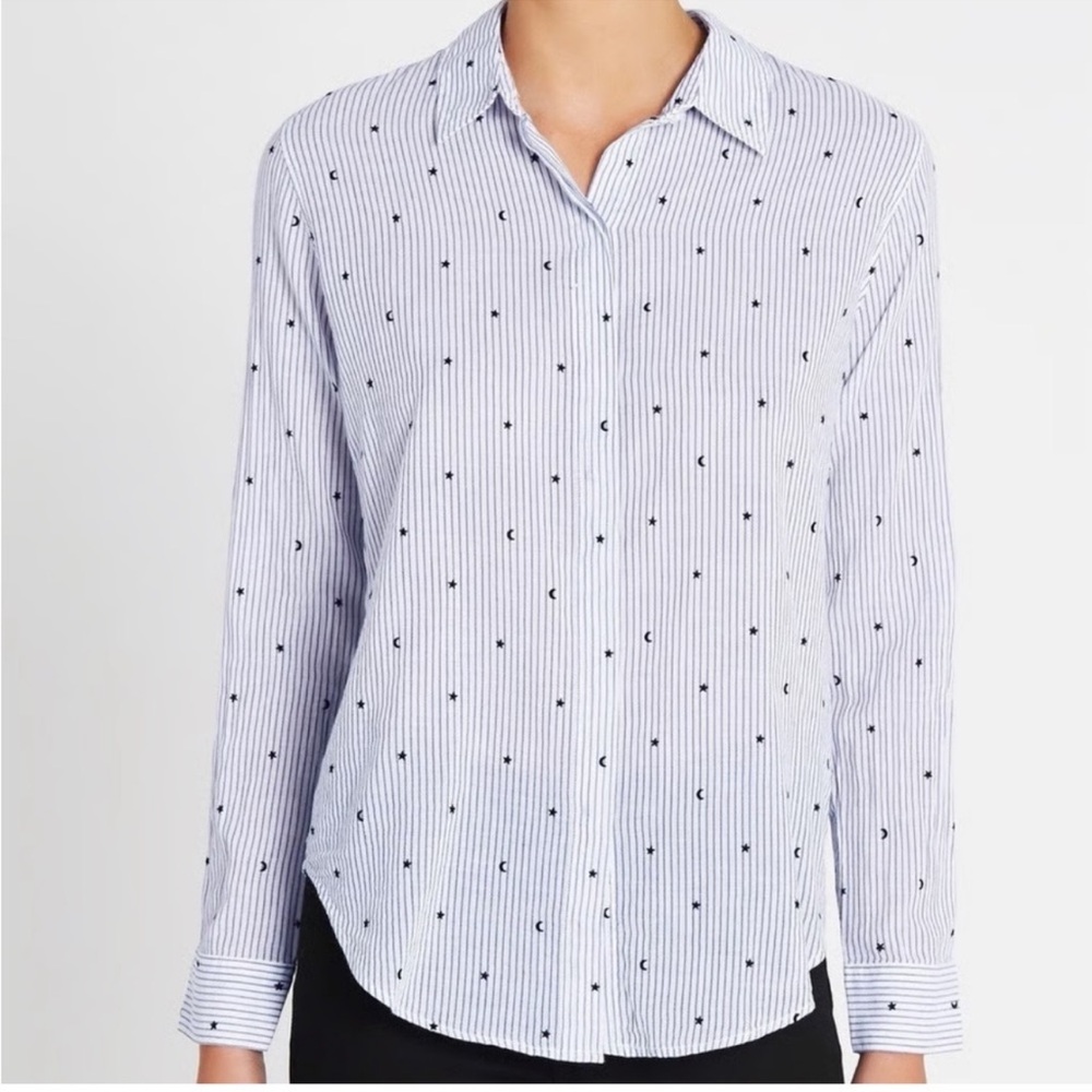 Rails Taylor Striped Flocked Polka Dot Button Down Shirt Size‎ S